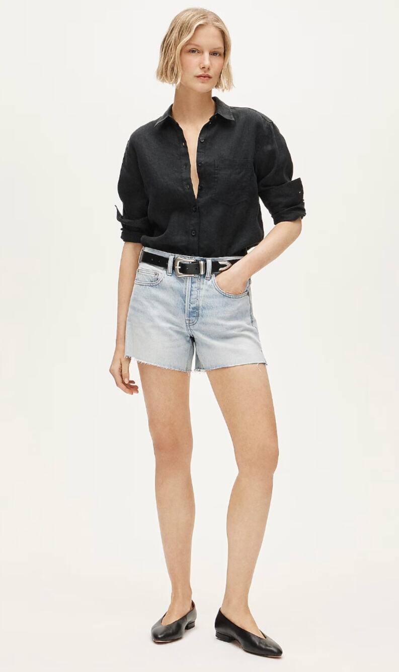 KATIENYC J.Crew Mid-Rise A-line 100% Cotton Button Fly Denim Short size 34